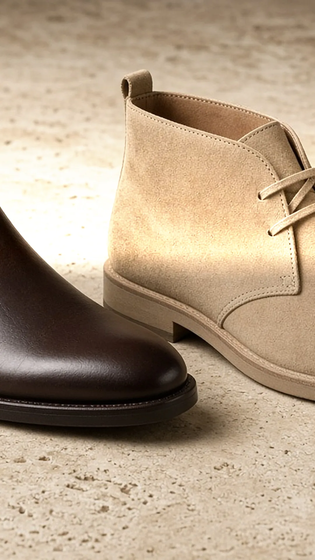 Chelsea boot and chukka boot side by side